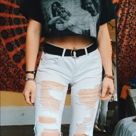 hand painted & hand distressed jeans - Picture 2 of 4